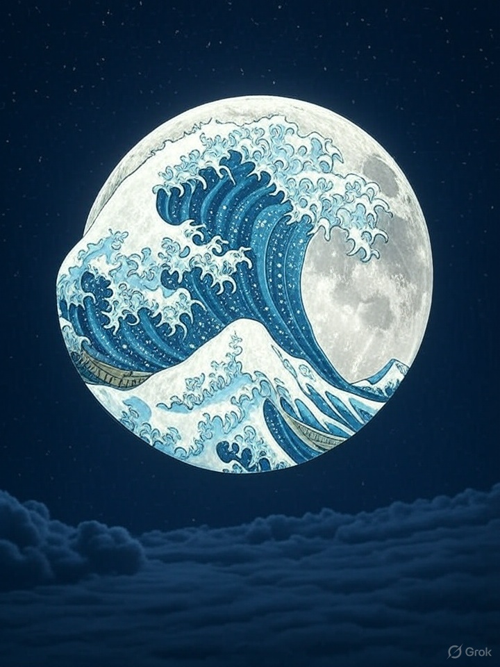 Front for hokusai moon 5 second AI